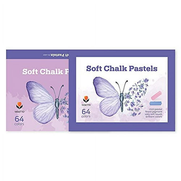 Violetto Soft Chalk Pastels Set Art Supplies for Artist, Kids, Adult, 48Colors + 2sticks,colored Chalk Non Toxic Dry Square P