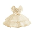 thumbnail image 1 of adviicd Robe Formelle pour Filles Robe pour Petites Filles à Manches Courtes Décontractée Robe d'Été pour Enfants Beige,70, 1 of 3