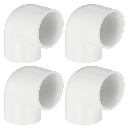 Uxcell 4-Pack 1-1/2 Inch PVC 90 Degree Elbow Pipe Fittings SCH40 2 Way Right Angle PVC Pipe Fitting for DIY [Socket x Socket White]