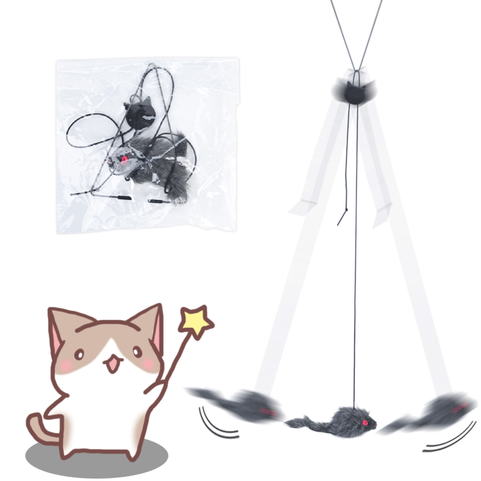 YUEHAO Pet Supplies Automatic Cat Toy With Adjustable Elastic Rope Door Window Hanging Mouses Self Palying Pet Toys For Cats