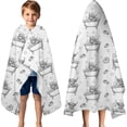 thumbnail image 3 of White Highland Cow Bathtub Bubble Pattern Hooded Bath Towel，60"x35" for Ages 3 To 12 Kids, Quick Dry Lightweight Soft Microfiber Hood Beach Towel Cover Up for Kids, 3 of 7