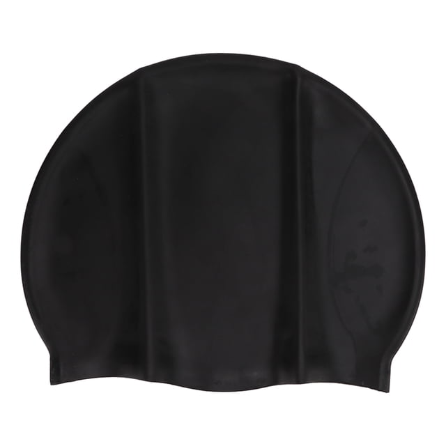 Gorro de natación impermeable estampado, antideslizante, a rayas, para cabello largo, para adultos, color negro