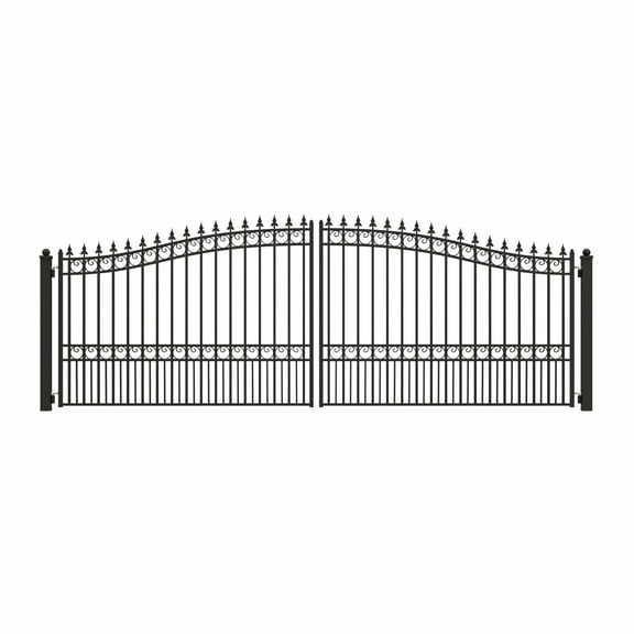 ALEKO Garden Steel Dual Swing Driveway Gate 18 feet London Style Black