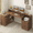 Brown, variant on Farmhouse L Shaped Desk with Drawers, 62.2" Home Office Desk with Storage Shelves and Power Outlet, L Shaped Computer Desk with Monitor Stand and Printer Shelf, Brown and White