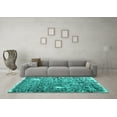 thumbnail image 3 of Ahgly Company Machine Washable Indoor Rectangle Abstract Turquoise Blue Contemporary Area Rugs, 7' x 9', 3 of 4