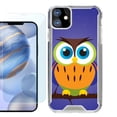 thumbnail image 1 of For Apple iPhone 12 Case, iPhone 12 Pro Case, Hybrid Bumper Phone case, with Tempered Glass Screen Protector, by OneToughShield ® - Night Owl, 1 of 3