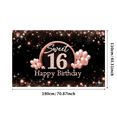 thumbnail image 3 of Pink Balloon Sweet Sixteen Birthday Banner Elegant Design Happy Birthday Decoration for Birthday Party Indoor Celebration, 3 of 7