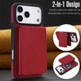 thumbnail image 3 of Leather For iPhone 17 Pro Max Case With  2-in-1 Pop-up Card Holder, Wallet Case For Women Men With RFID Blocking, Durable Leather Kickstand Magnetic Clasp Shockproof Phone Case,Red, 3 of 8