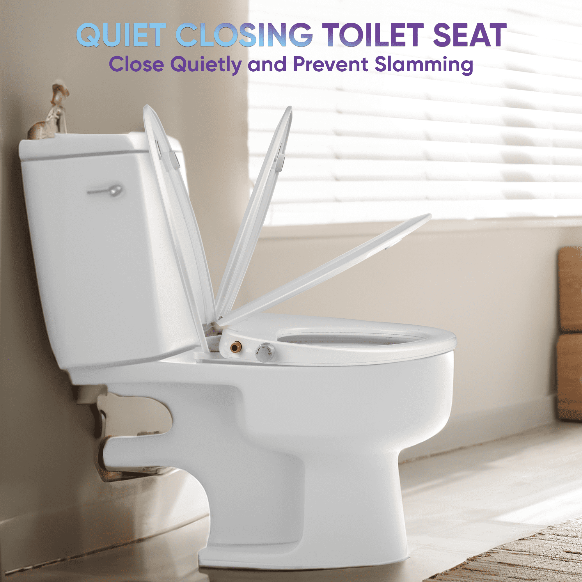 Liba Dual Nozzle Non-Electric Bidet Toilet Seat with Self-Cleaning Function, White