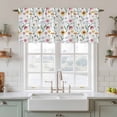 thumbnail image 2 of Spring Floral Tier Curtains, Watercolor Leaf Summer Botanical Light Filtering Kitchen Curtains, 2Pcs Rod Pocket Half Window Treatments Panels for Sink Cafe Cabinet Camper 27.5x24 Inches, 2 of 9