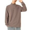 thumbnail image 2 of Htigea Mens Fashion Long Sleeve Tshirts Workout Oversize Pullover Solid Color Casual Tees Brown,XXXL, 2 of 6