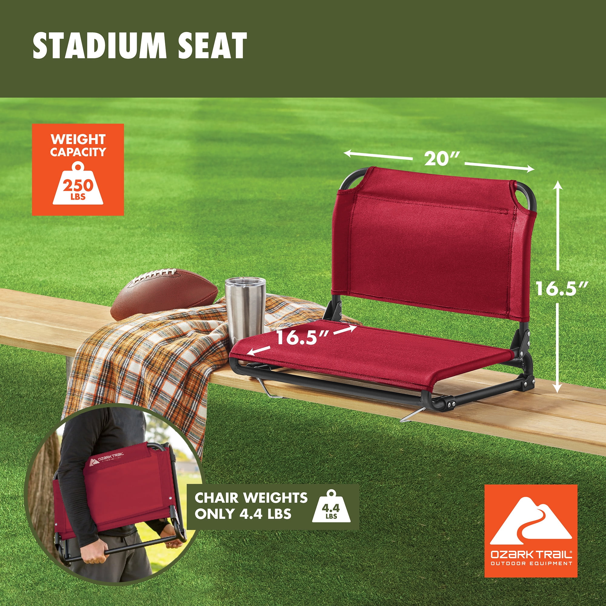 Ozark Trail Stadium Seat Dark Red