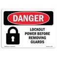 thumbnail image 1 of SignMission OS-DS-A-1824-L-1434 18 x 24 in. OSHA Danger Sign - Lockout Power Before Removing Guards, 1 of 1