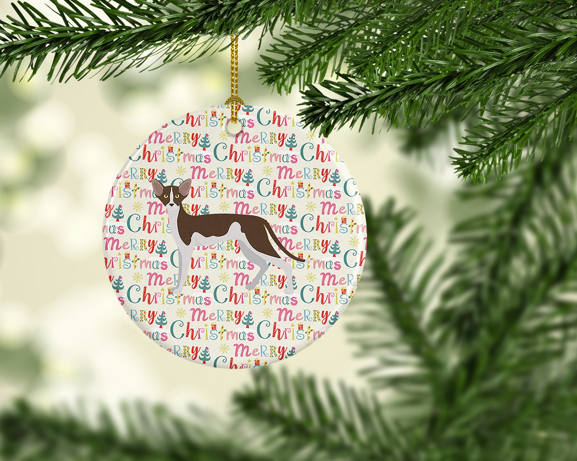 Oriental Shorthair #2 Cat Christmas Ceramic Ornament 2.8 in x 2.8 in