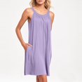 thumbnail image 5 of WTOBBY Women's Beach Vest Casual Summer Sleeveless Dress with Pocket Straps Solid Color for Swim Cover-Up and Lightweight Wear,Purple M, 5 of 5