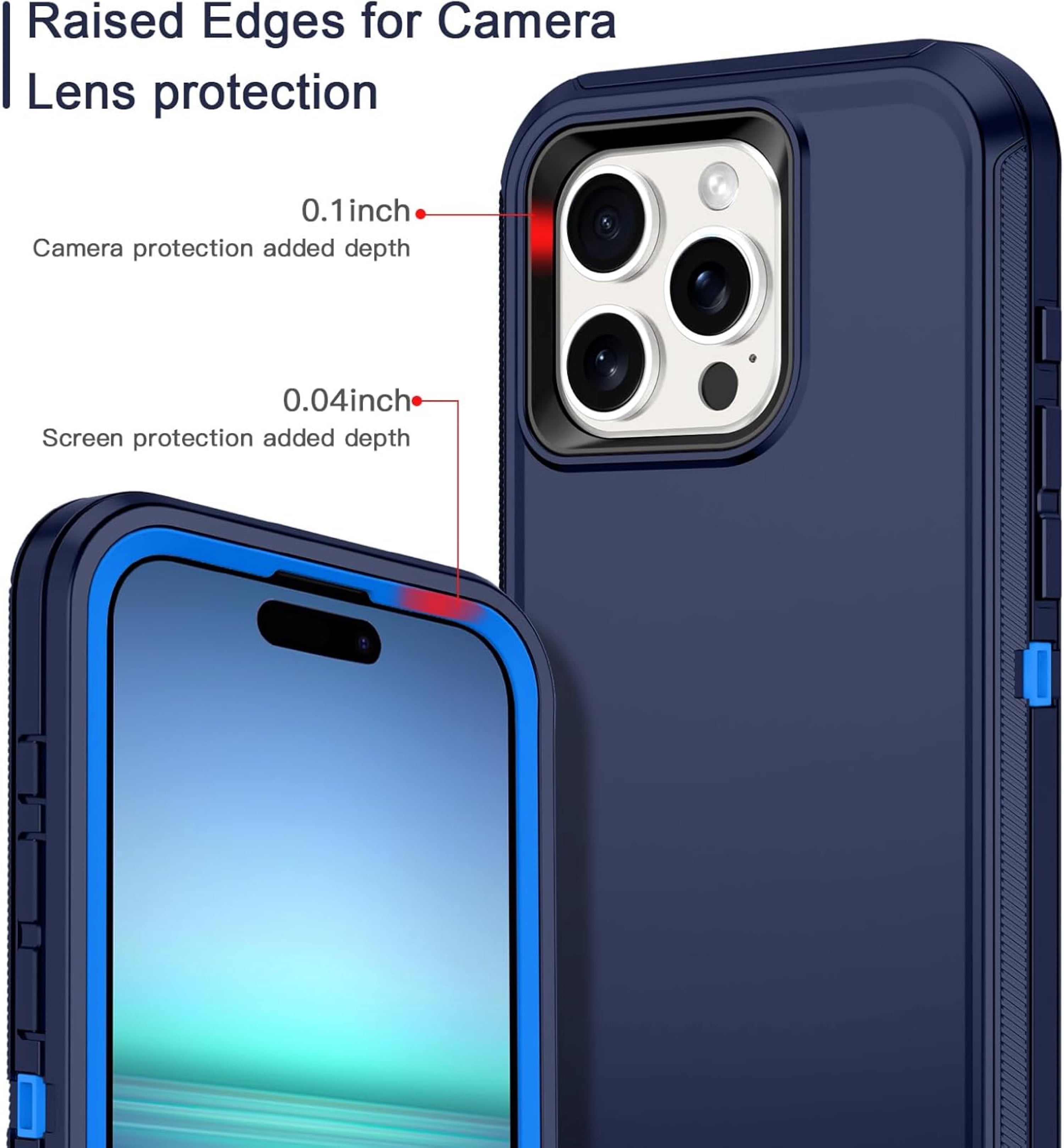 iPhone 12 Pro Max Case Shockproof Dust/Drop Proof 3 in 1 Full Body Rugged Heavy Duty Durable Cover Navy