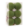 thumbnail image 2 of Rysoverian 6 Pack Flocked Christmas Ball Ornaments, Green Velvet Foam Baubles for Tree Wreath Holiday Decoration, 2 of 7