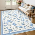 thumbnail image 3 of Garvee 10x13 Area Rug Modern Floral Print Rugs for Living Room, Machine Washable Rug Soft Non Slip Indoor Rug Carpet, Low Pile Ultra Thin Farmhouse Rugs for Bedroom Home Decor, Beige and Blue, 3 of 7
