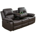 thumbnail image 3 of AUKFA 3 Seats Recliner Sofa Chair, Home Theater Sofa with Flipped Backrest and Cupholder, Brown, 3 of 10