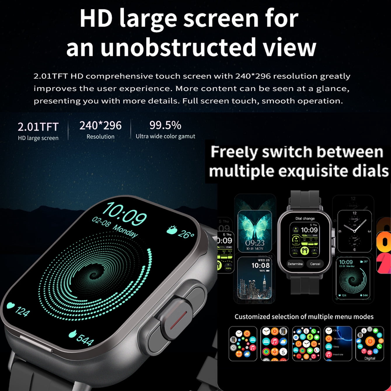 Effeokki 2-in-1 Smart Watch with Wireless Earbuds, Bluetooth Earphones, Compatible with iOS and Android