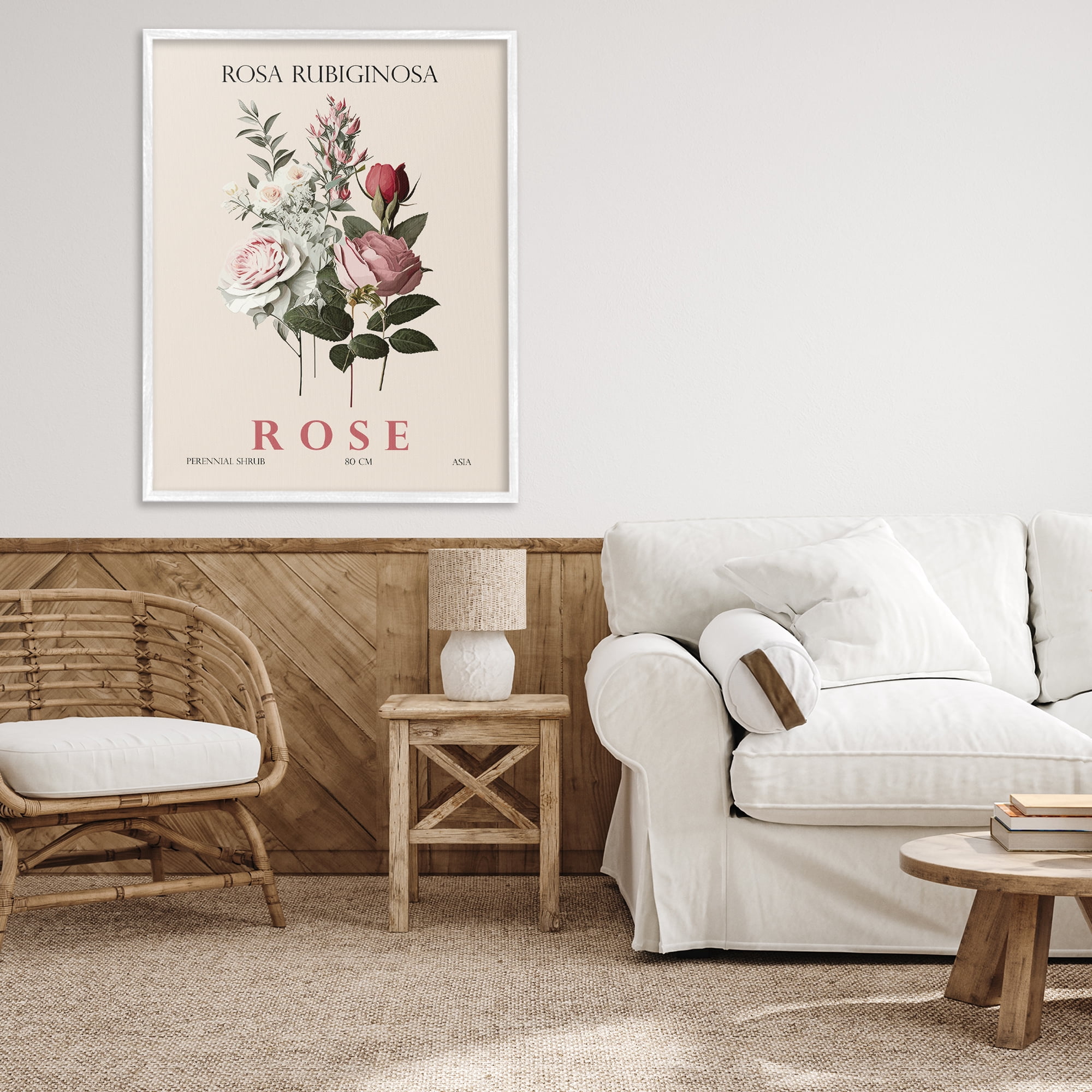 Stupell Industries Natural Rose Bundle White Framed Giclee Art, design by Christopher Giampietro