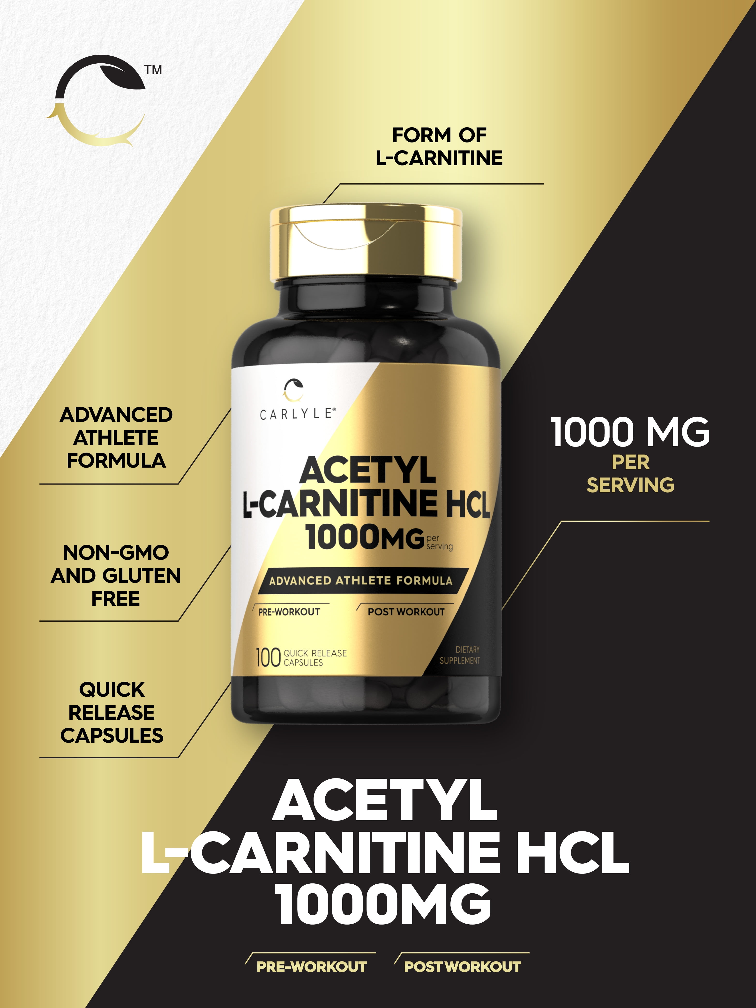 Acetyl L-Carnitine HCL Capsules 1000mg | 100 Count | Jamaica | Ubuy