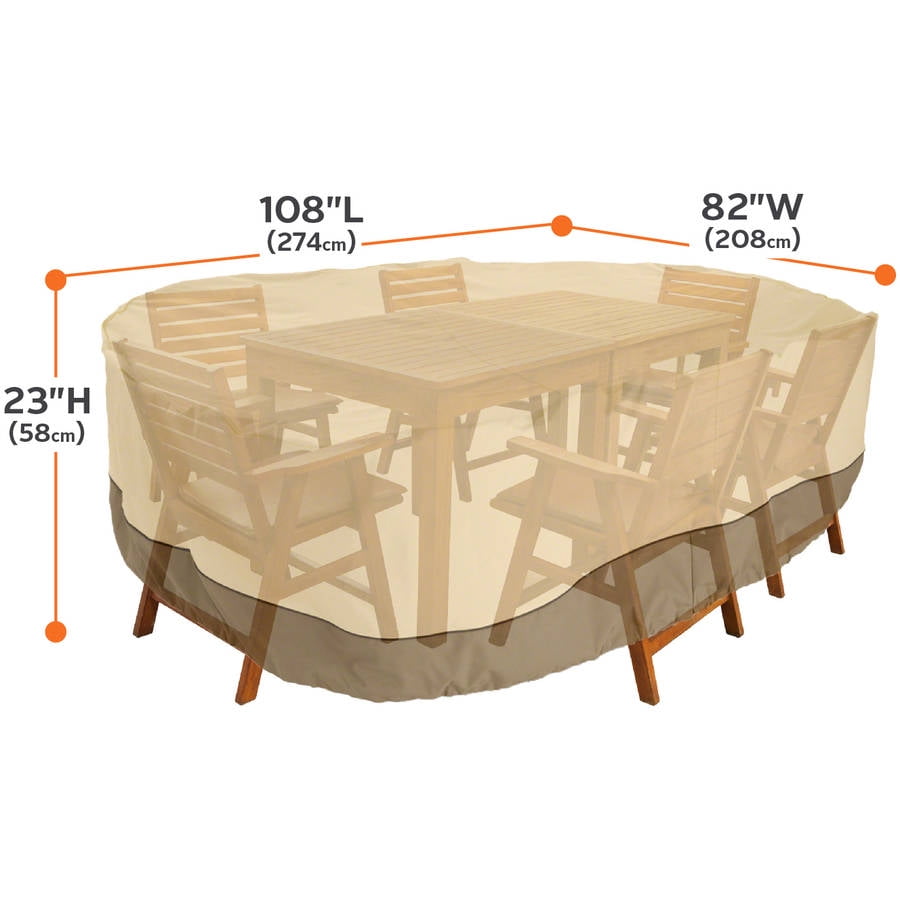 Classic Accessories Veranda Oval Rectangular Patio Table Chair Classic Accessories Veranda Oval Rectangular Patio Table Chair Set Cover Durable And Water Resistant Outdoor Furniture Pebble Large