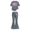 thumbnail image 5 of Bjutir Toddler Kids Girls Outfit Set Graphic Print Short Sleeve Crew Neck T-Shirt With Pants Outfit Summer Comfortable Girls Set Size 12-13 Years Grey, 5 of 5