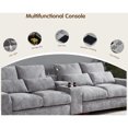 thumbnail image 3 of Hybition Sectional Sofa with 2 ottoman, Chenille Living Room Set, LED Light, Wireless Charging, Storage Console, Cup Holder-Color:Light Grey, 3 of 9