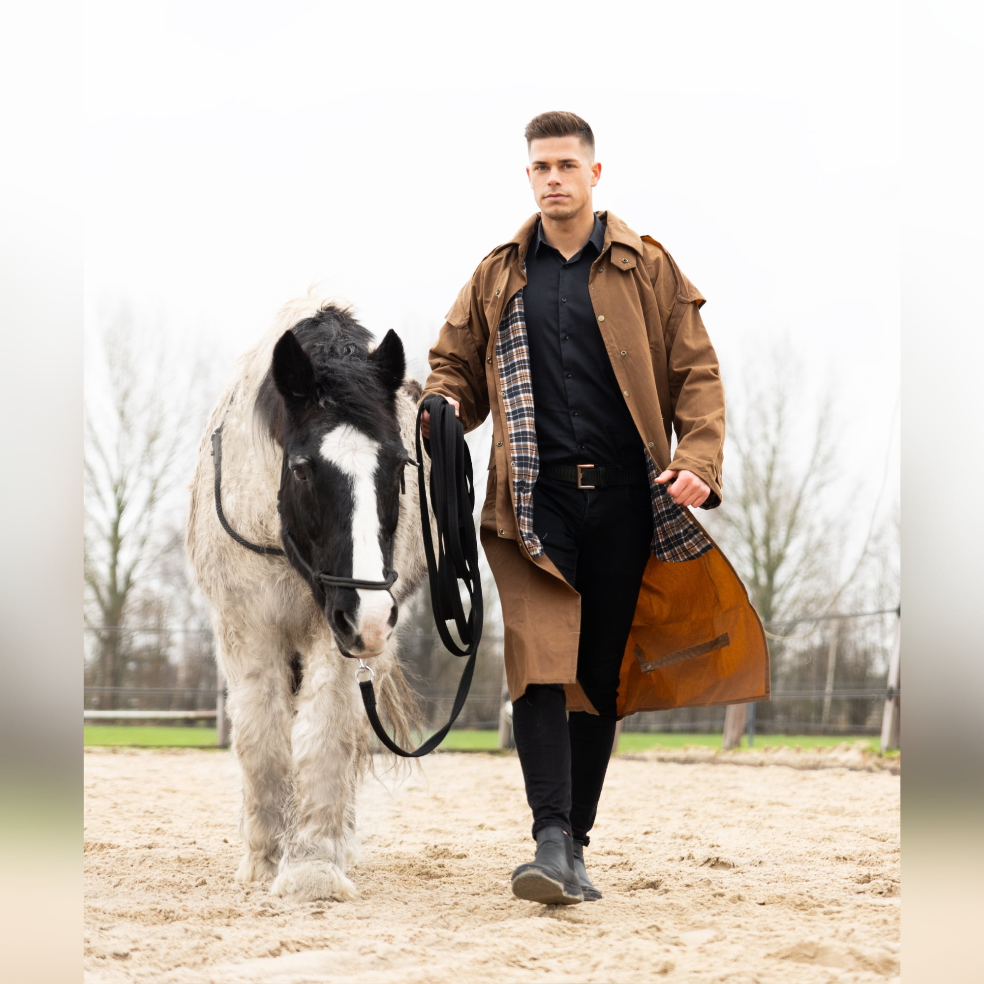 RESISTANCE Western Style Waterproof Oilskin Cotton Duster RESISTANCE Western Style Waterproof Oilskin Cotton Duster