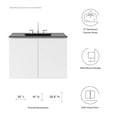 thumbnail image 3 of Sink Vanity Cabinet, Wall Mount, Black White, Ceramic, Melamine, Modern Contemporary, Hotel Bedroom Bathroom Master Suite Guest, 3 of 9