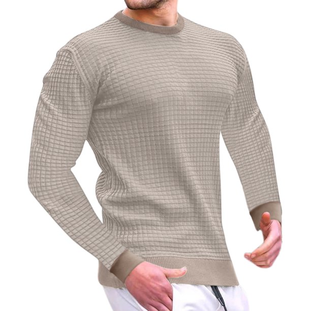 Gibobby Sudadera hombre Sudadera de Cuello Redondo, Sudadera de Forro Polar para Hombre(Caqui,M)