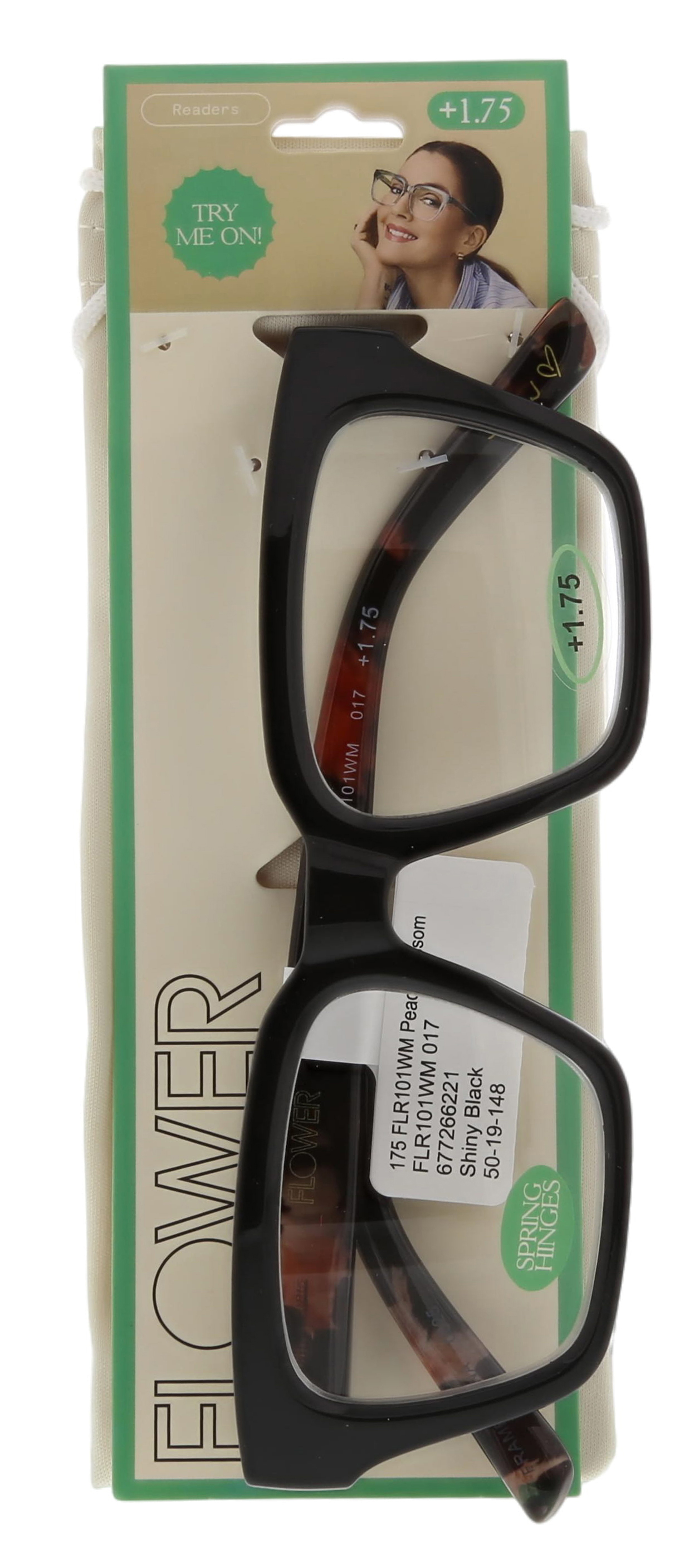 (2 pack) FLOWER Womens Reading Glasses - FLR101 Peach Blossom +1.75