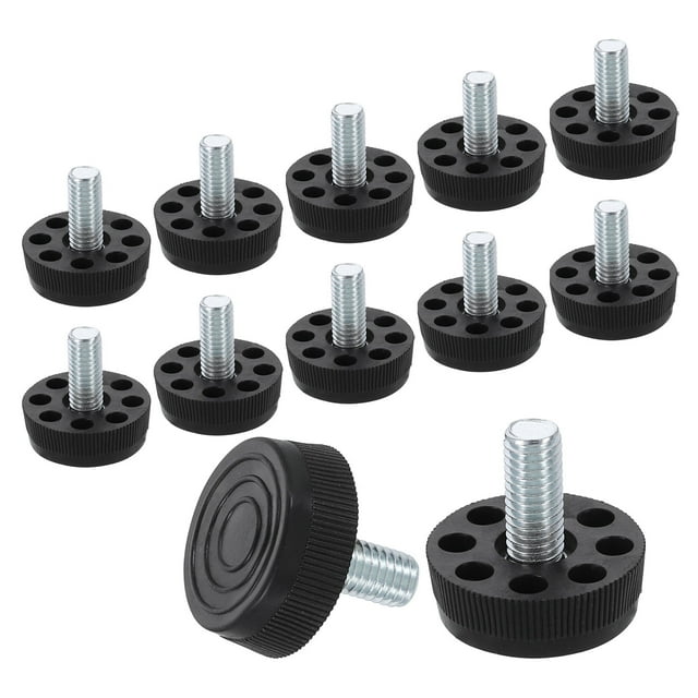 Niveladores de pies de muebles con rosca M8 de 12 piezas, pies ajustables de nivelación de mesa de 30x18, nivelación de deslizadores de muebles para patas de silla y taburete, negro