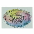 thumbnail image 1 of Saying Cutting Board, Doodle Inspiration Words in a Circle Frame with Cakes Coffee on Watercolors, Decorative Tempered Glass Cutting and Serving Board, Small Size, Multicolor, by Ambesonne, 1 of 1
