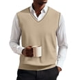 thumbnail image 3 of SAATLERI Men Vest V-Neck Sleeveless Sweater Vest Solid Color Knit Vest Classic Pullover Style Relaxed Fit Knitwear Vest, 3 of 6