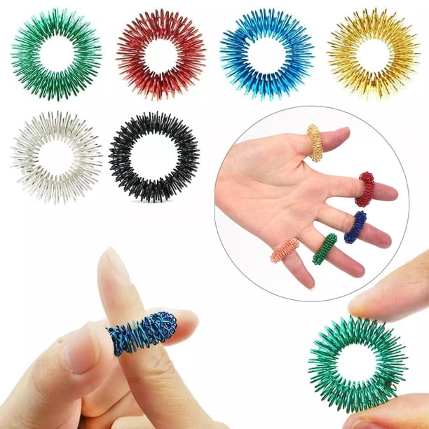 Dedo 6 Uds ANGGREK Anillos Sensoriales Con Puntas Anillos De Masaje De Acupresión Para Dedo Aliviar El Estrés