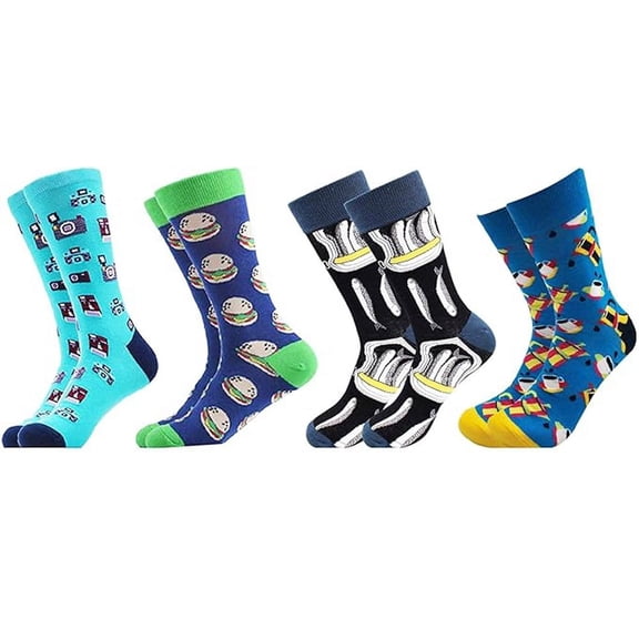 Funky Jazzy Dress Crew Socks For Both Men and Women 4 Pack
