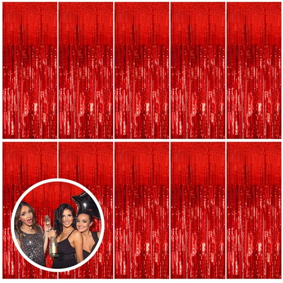 Serpentinas de lámina roja Bomsi para telón de fondo, 100 x 200 cm, paquete de 10 unidades