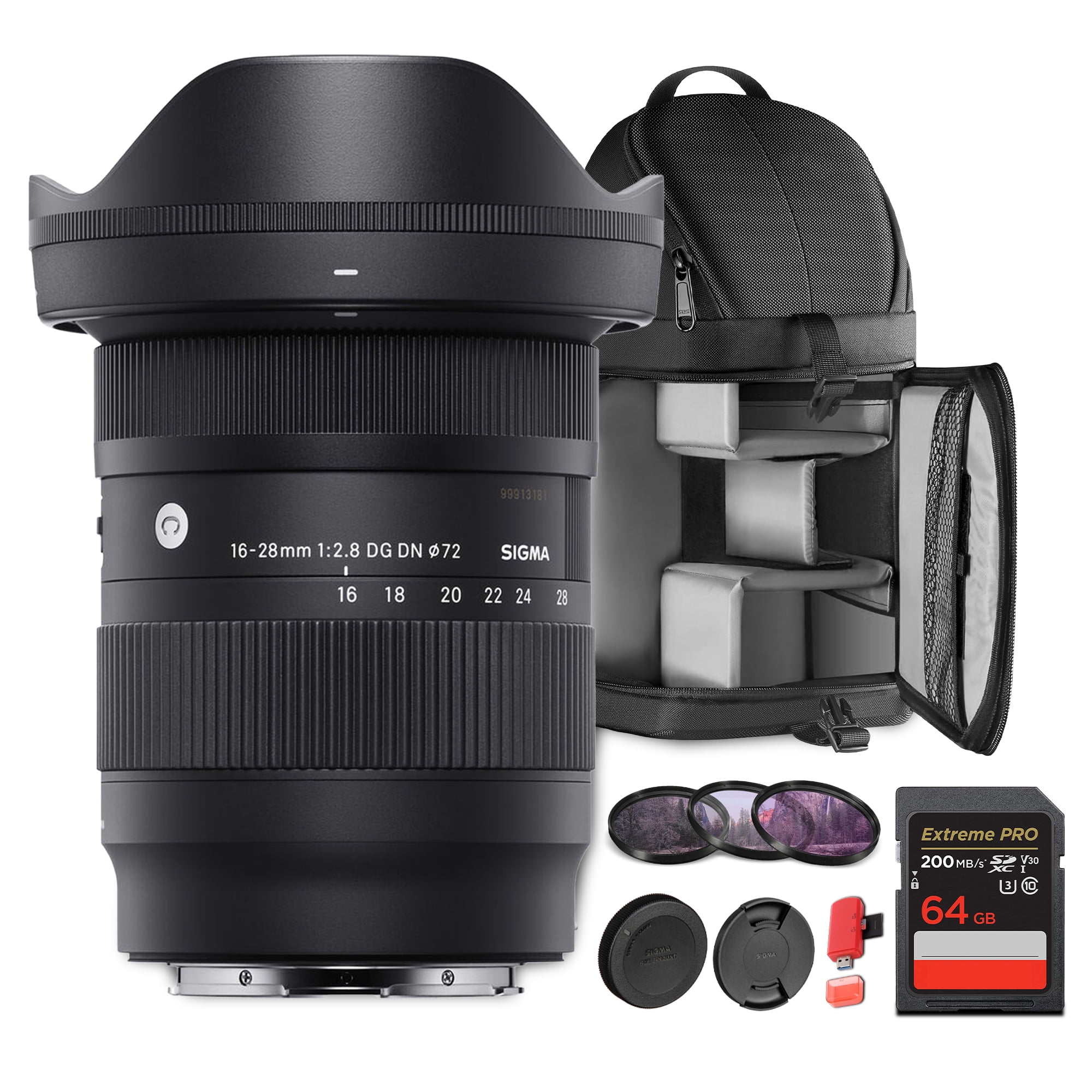 Sigma 16-28mm f/2.8 DG DN Contemporary Lens Sony E (MFR Part # 205965) Bundle. Ideal for Professional Portraits Weddings Indoor/Outdoor Adventure, Wildlife, Travel and Photography use + Accessories