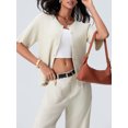 thumbnail image 7 of Nygoyerh Women's Cardigan Half Sleeve Crew Neck Knit Tops Solid Color Knitwear Button Up Jumpers Tops for Autumn, 7 of 7