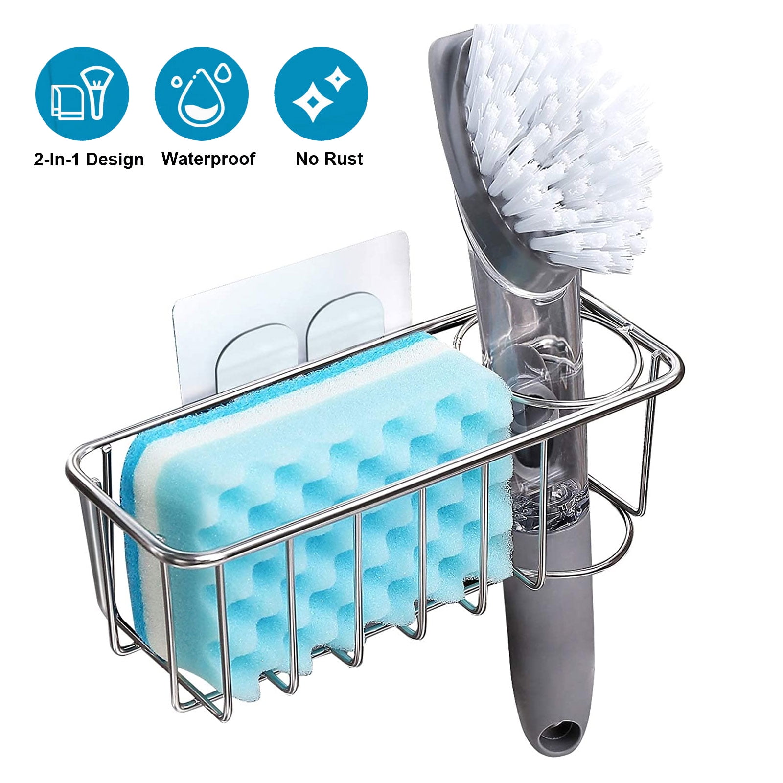 Soap and More MetroDecor mDesign Sponge Holder with Suction Cups Clear Kitchen Sink Organiser Sink Tidy Ideal for Storing Sponges or for Holding Brushes