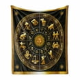 thumbnail image 1 of Astrology Soft Flannel Fleece Throw Blanket, Wheel Zodiac Constellation Signs in Circle Sun Moon Image Circle, Cozy Plush for Indoor and Outdoor Use, 60" x 80", Dark Forest Green Orange, by Ambesonne, 1 of 6