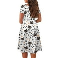 thumbnail image 5 of SCRAWLGOD Cats Fishbone Dresses for Women Summer Casual Dress Midi Length Round Neck Swing Dress for Women Midi Length Breathable High Waist Casual Dress Size 4XL for Traveling, 5 of 7