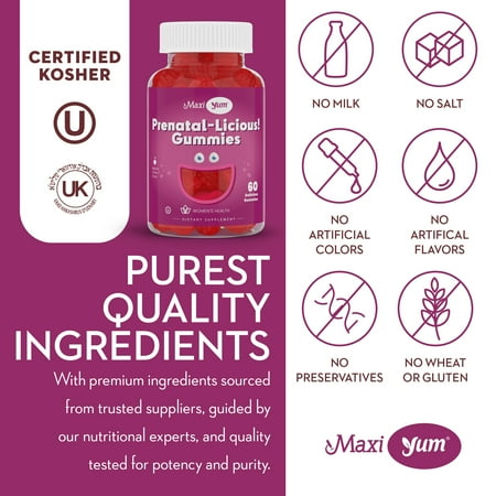 Organic Prenatal Gummies for Women - The Sweet Way to Nurture Your Tomorrow - Kosher Cherry Flavored Pre Natal Gummy - Prenatal Vitamins for Women with Folic Acid and Iron for Fetal Development, 60