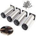 thumbnail image 1 of Set Of 4 Adjustable Stainless Steel Furniture Legs Table Leg Round Furniture Legs Holder, 1 of 5