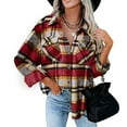 thumbnail image 2 of QATAINLAV Women Long Sleeve Jackets 2024 Fall Fashion Flannel Shirts Casual Button Down Lapel Blouse Tops Coat Outdoor Tartan Jacket with Pocket Daily Sales Clearance Wine M, 2 of 8