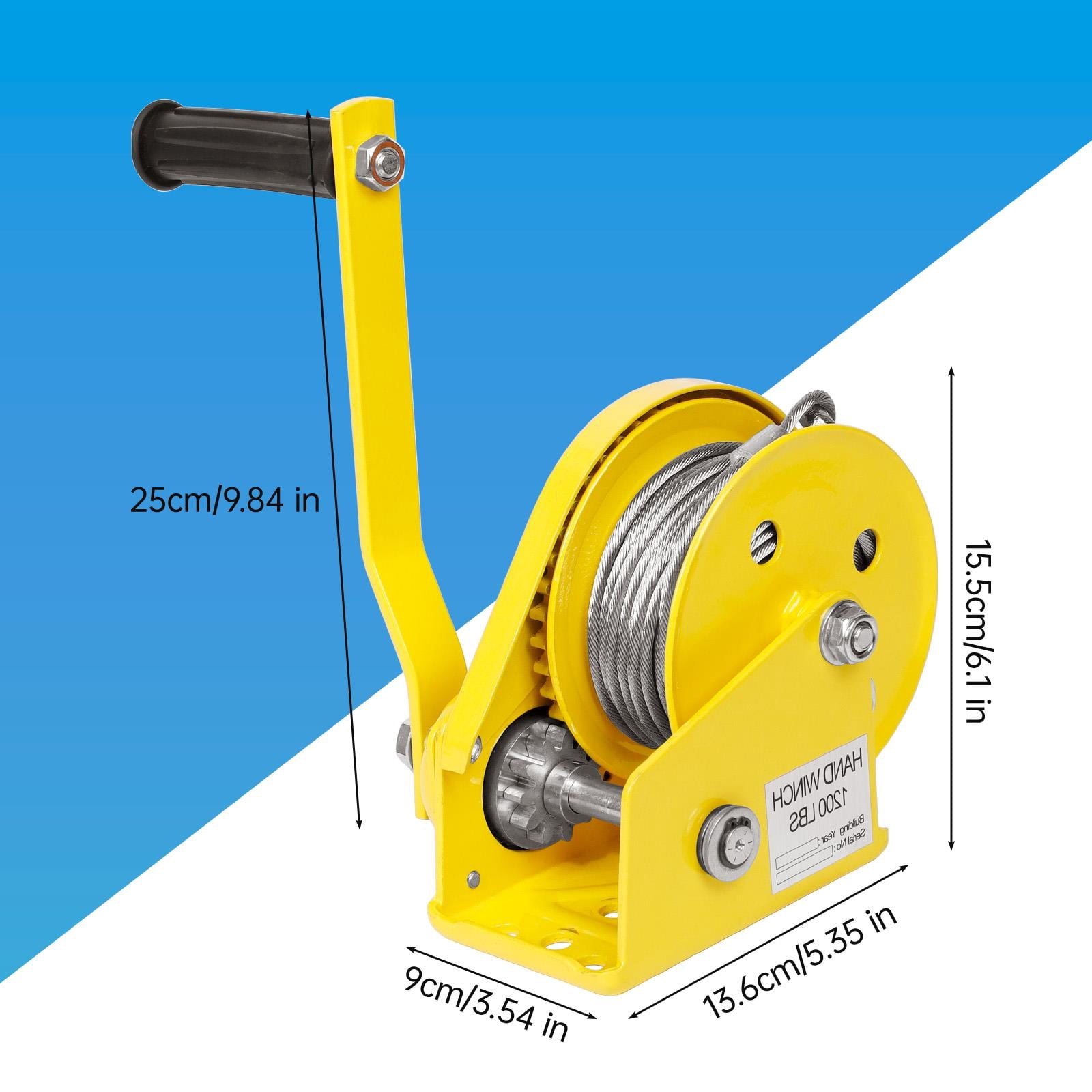 1200LBS Hand Winch, Heavy Duty Steel AC Hoist, Portable Foldable Crane Lift for Air Conditioner Outdoor Unit Installation, 33ft Steel Cable, Manual Hand Crank Pulley for Lifting, Loading, Moving
