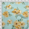 thumbnail image 3 of oneOone Organic Cotton Poplin Twill Fabric Watercolor Leaves & Flower Floral Print Sewing Fabric BTY 42 Inch Wide, 3 of 4