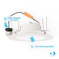 thumbnail image 2 of Infibrite 5"/6" Recessed Retrofit LED Downlight, 3000K Warm White, Dimmable, 12W 1100LM, Wet Rated, E26 Adapter, 2 of 6